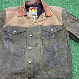 Kakadu Traders Australia Men's Size XS Brown Jacket Coat Canvas Leather Trim